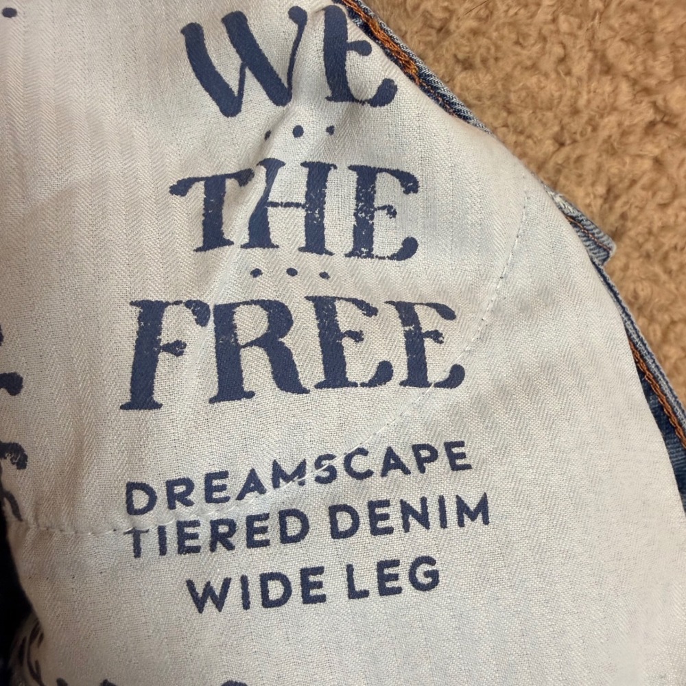 Free People We The Free Dreamscape Tiered Denim Wide Leg Jeans 33 - Picture 8 of 16